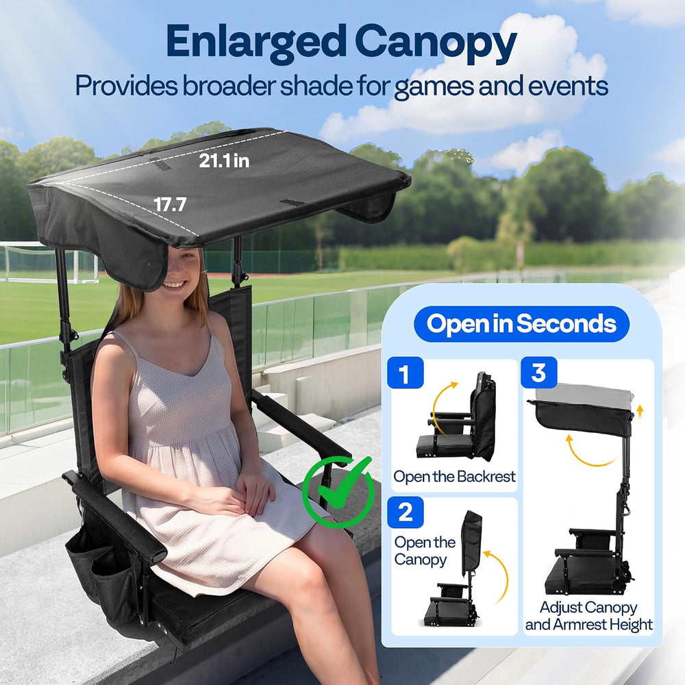 VIVOHOME Stadium Seat with Sunshade Canopy and Back Support for Sport Event