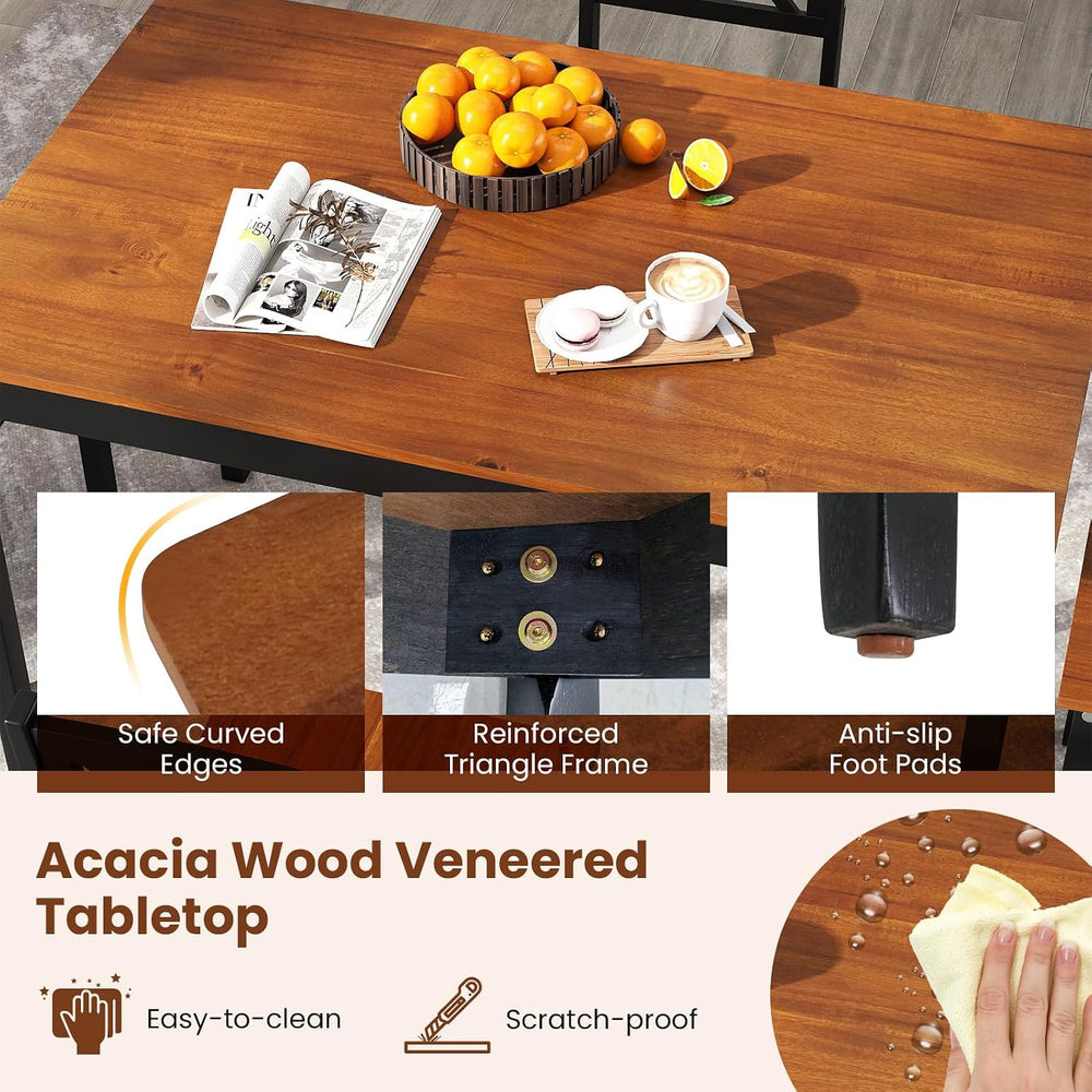 Tangkula Mid-Century Modern Dining Table Set for 4, Wood Kitchen Table Set
