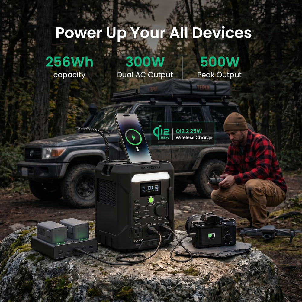 N300 Portable Power Station, 300W 256Wh LiFePO4 Battery