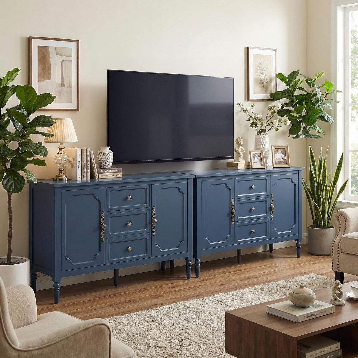 RoyalCraft Sideboard Buffet Cabinet with Storage, Kitchen Cabinet, Blue