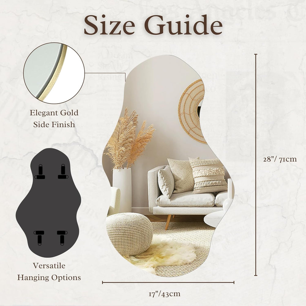 PERFNIQUE Irregular Wall Mirror Asymmetrical Mirror, 28''x17''...