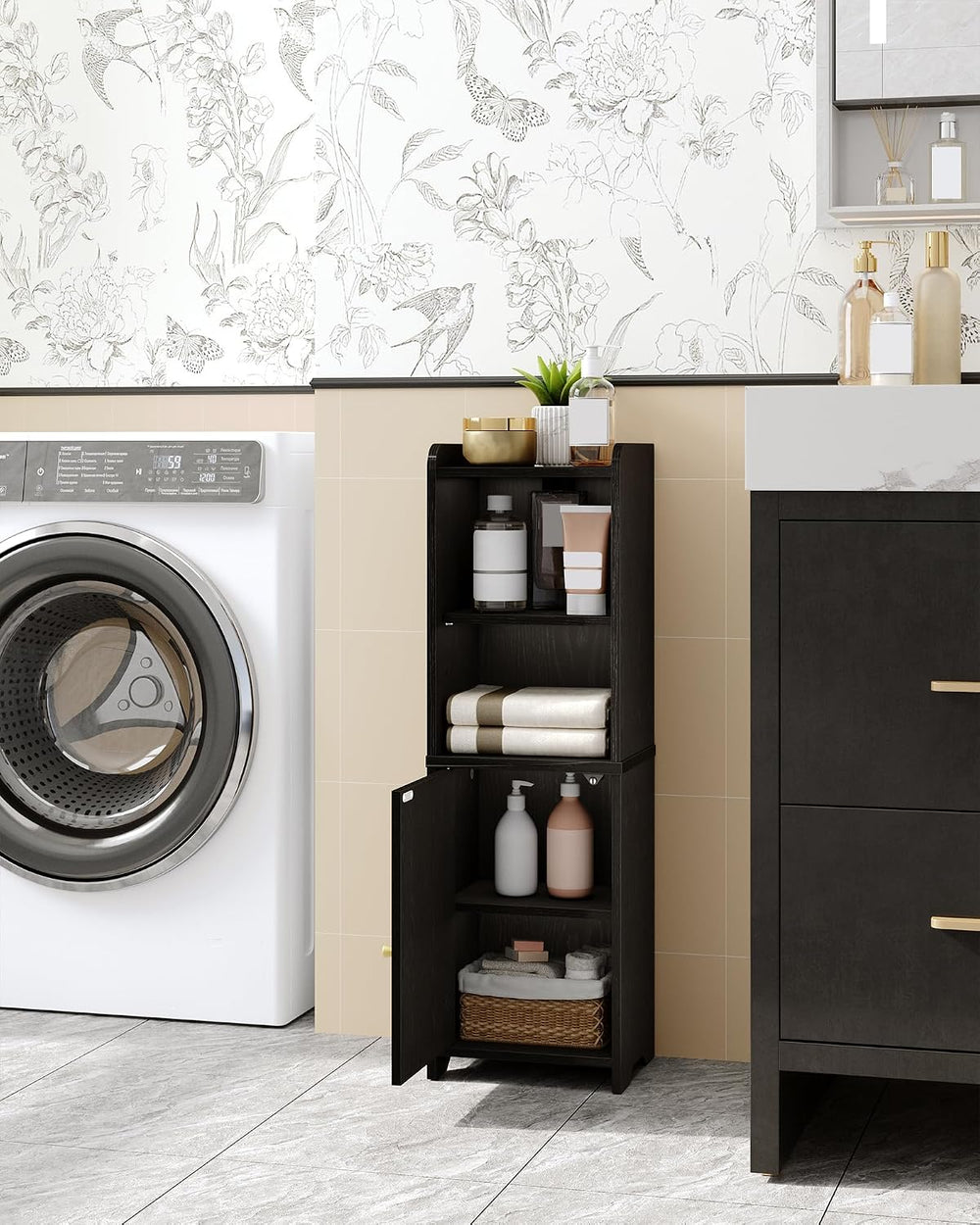 Hzuaneri Bathroom Storage Cabinet, Narrow Toilet Paper Cabinets with Doors
