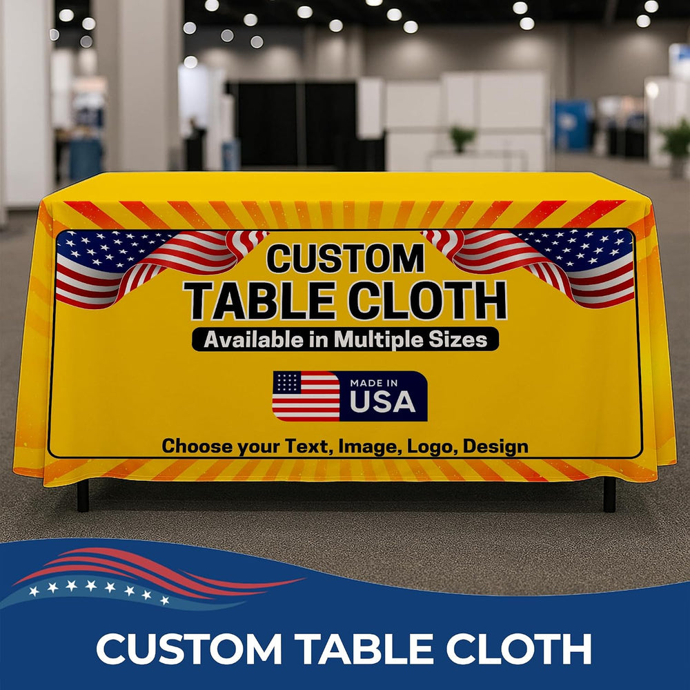 DC Custom Table Cloth With Business Logo 6 Ft-4 Ft, Table Cover Made In USA
