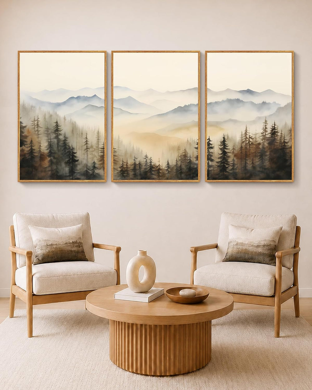 HesenDot 16x24in Mountain Landscape Large Wood Framed Wall Art,Set of 3