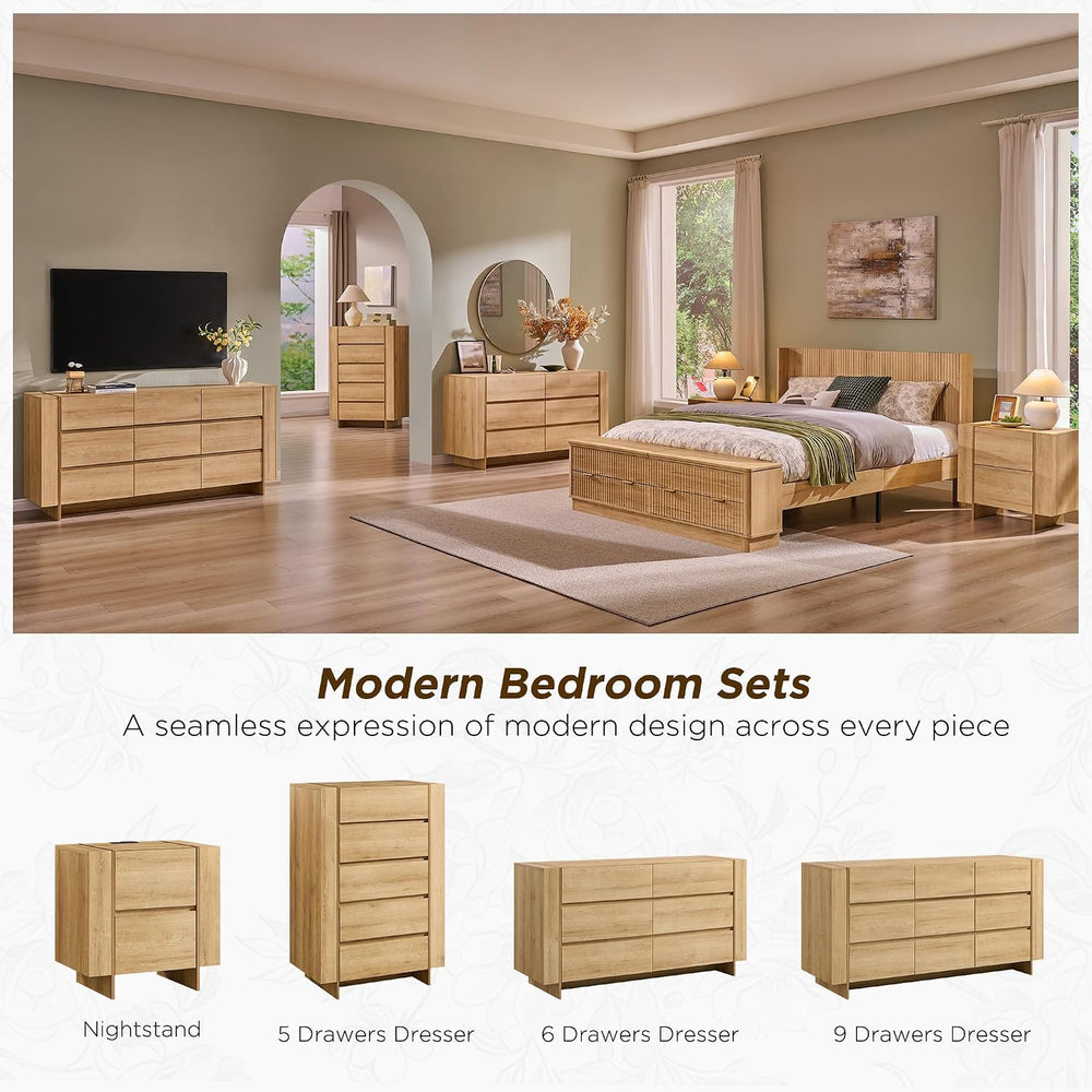 OKD 63" Modern 9 Drawer Dresser for Bedroom, 20" Depth for More Sto...