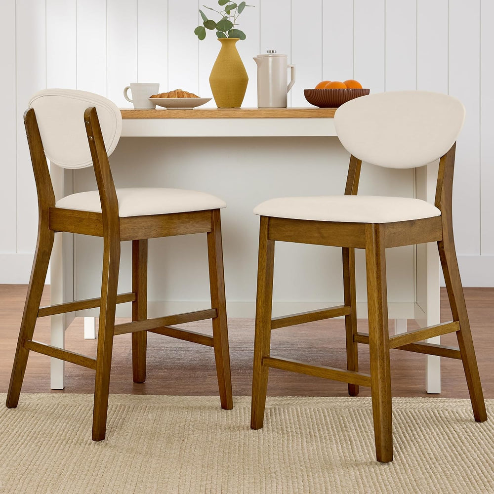Best Choice Products Set of 2 Counter-Height Bar Stools, Mid-Century Modern, ...
