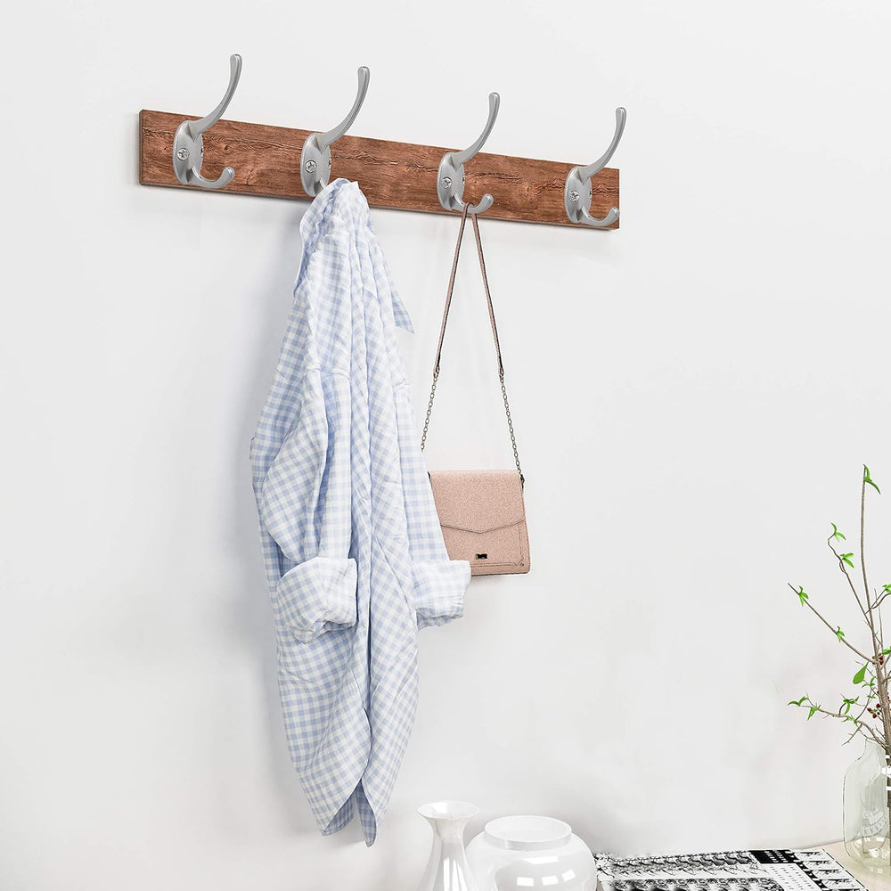 IBosins 32 Pack Silvery Double Coat Hooks Wall Mounted with 64 Screws