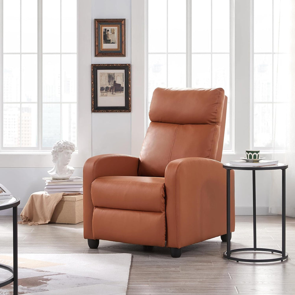 Yaheetech Home Theater Seating Faux Leather Recliner Chair Tan