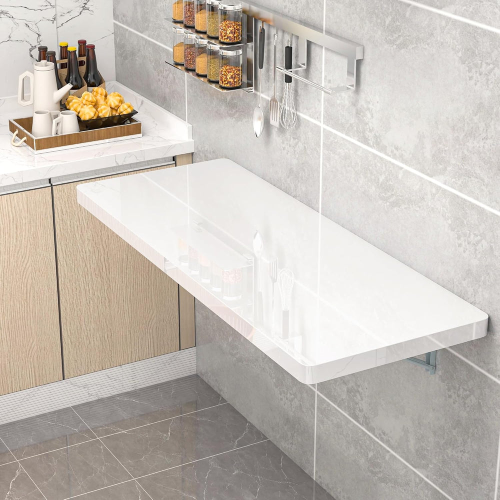 Clikuutory Wall Mounted High Gloss Folding Table 39.4" W x 19.7" D,...