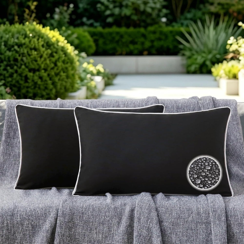 Outdoor Pillows with Inserts Set of 2 Waterproof Pillow with Piping