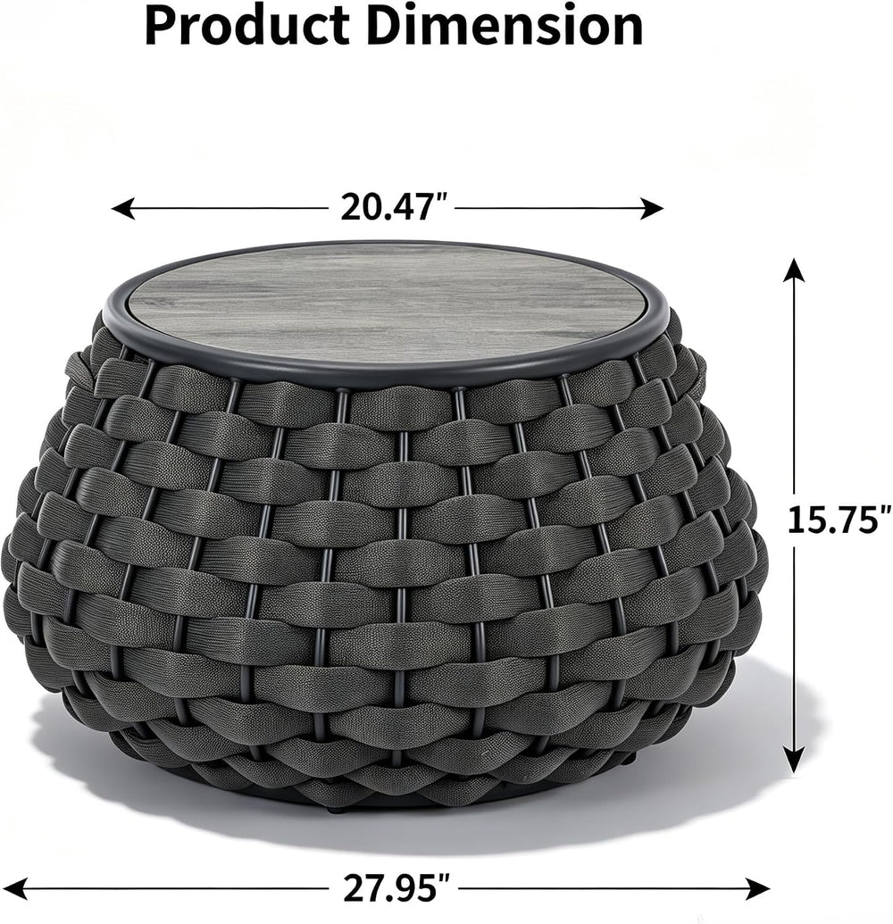 YDcosyfy Large Round Outdoor Side Table, 28 Inches Patio End Table with Remov...
