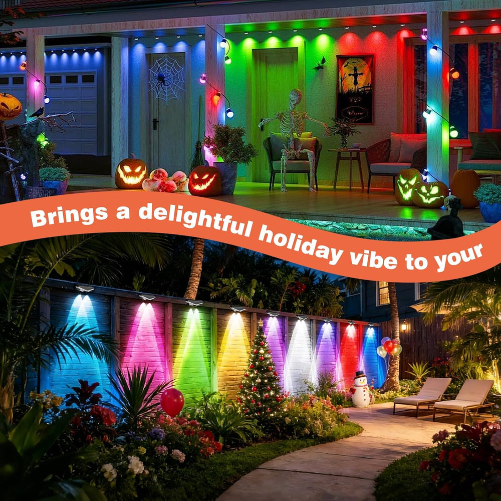 Outdoor Fence Lights Plug in, 50FT RGBIC LED Fence Lights, App & Remote C...