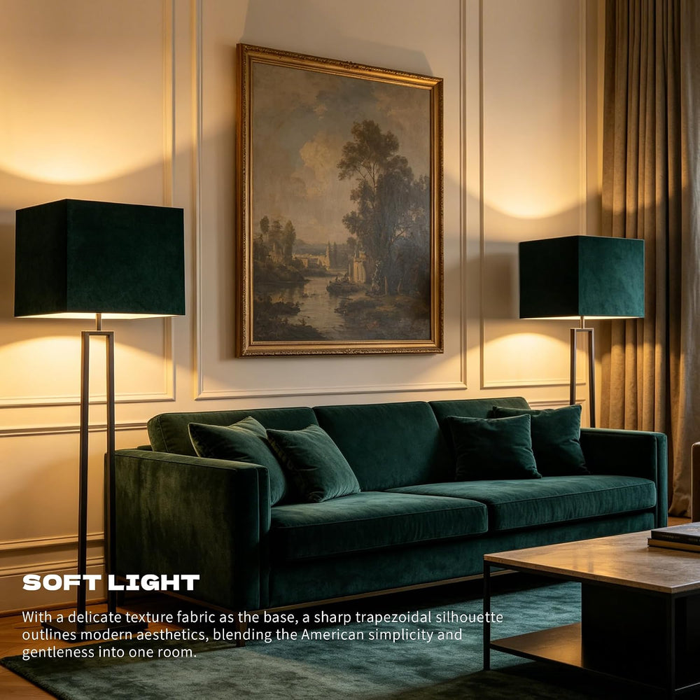 GO&SO Rectangle Lamp Shades Set of 2 Large,Green Velvet Shade 16"Lx8...