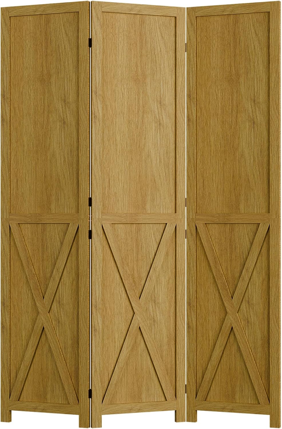 Cozy Castle Wood Room Divider, 3 Panel 66.9 Inch Privacy Screen, Folding Wall Divider, Barnwood Room Separator, Freestanding Partition, Temporary Wall for Decorative, Natural