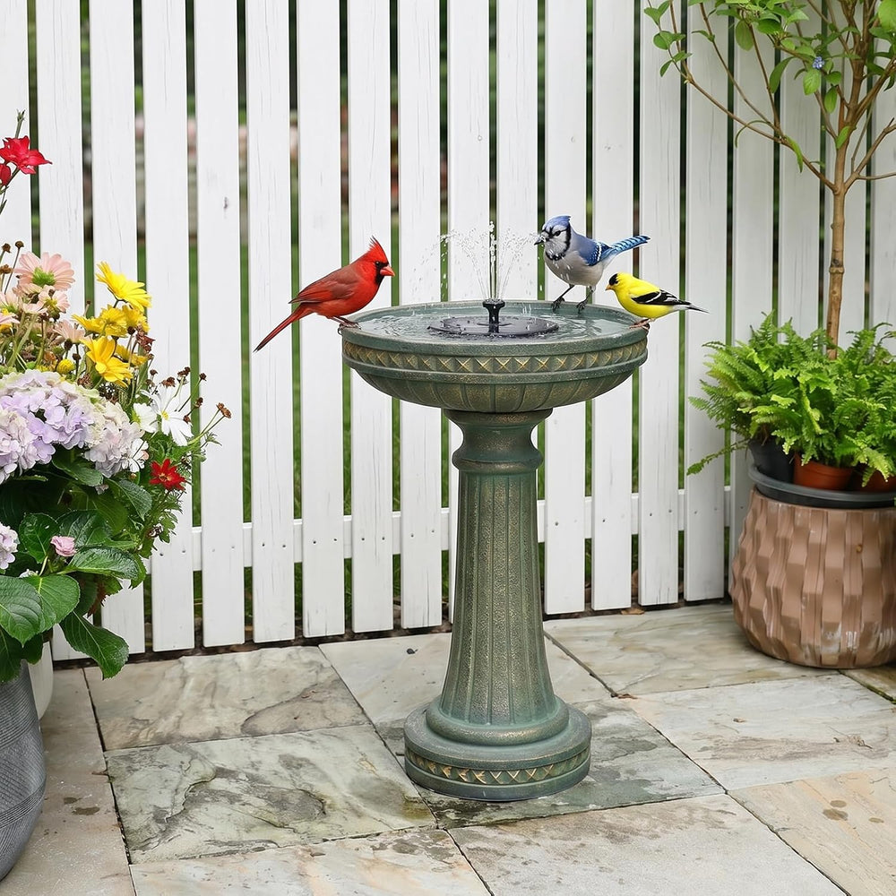 Sunlinua 24H Bird Bath Outdoor Water Fountain with Solar Pump