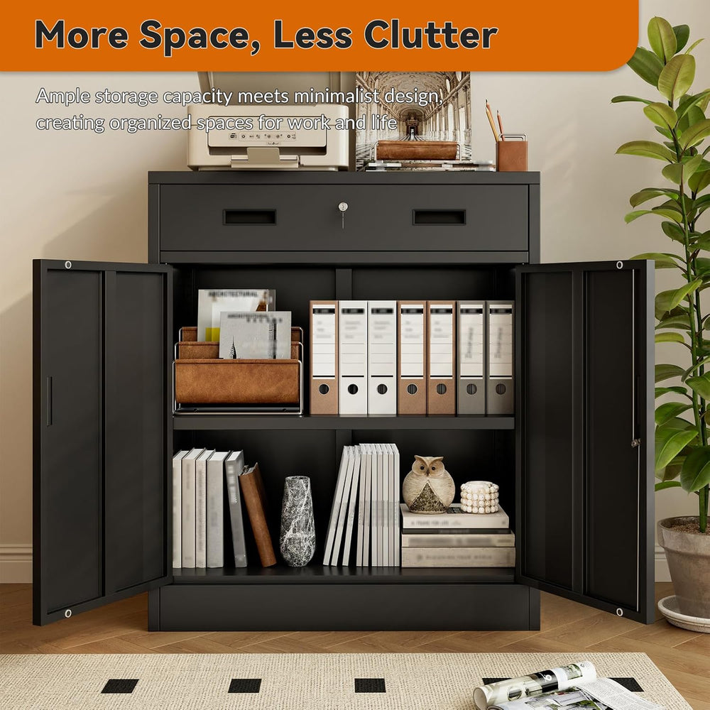 BESFUR Metal Storage Cabinet, Garage Storage Cabinet with One Drawer and Adju...