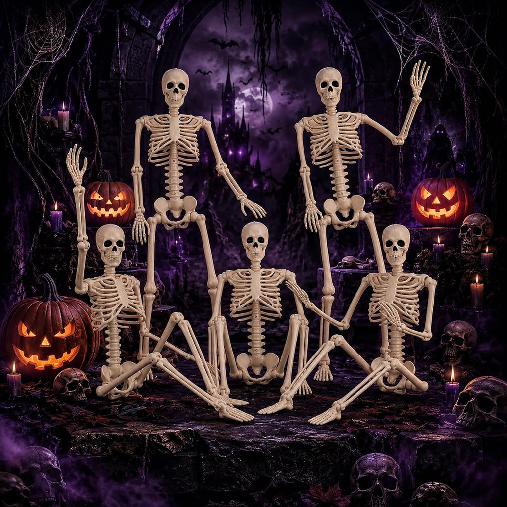 Abakuku 2 Pack 36" Halloween Skeleton Decorations,Human Bones for Halloween Party with Movable Joints,for Haunted Houses, Front Lawn, Graveyard Props