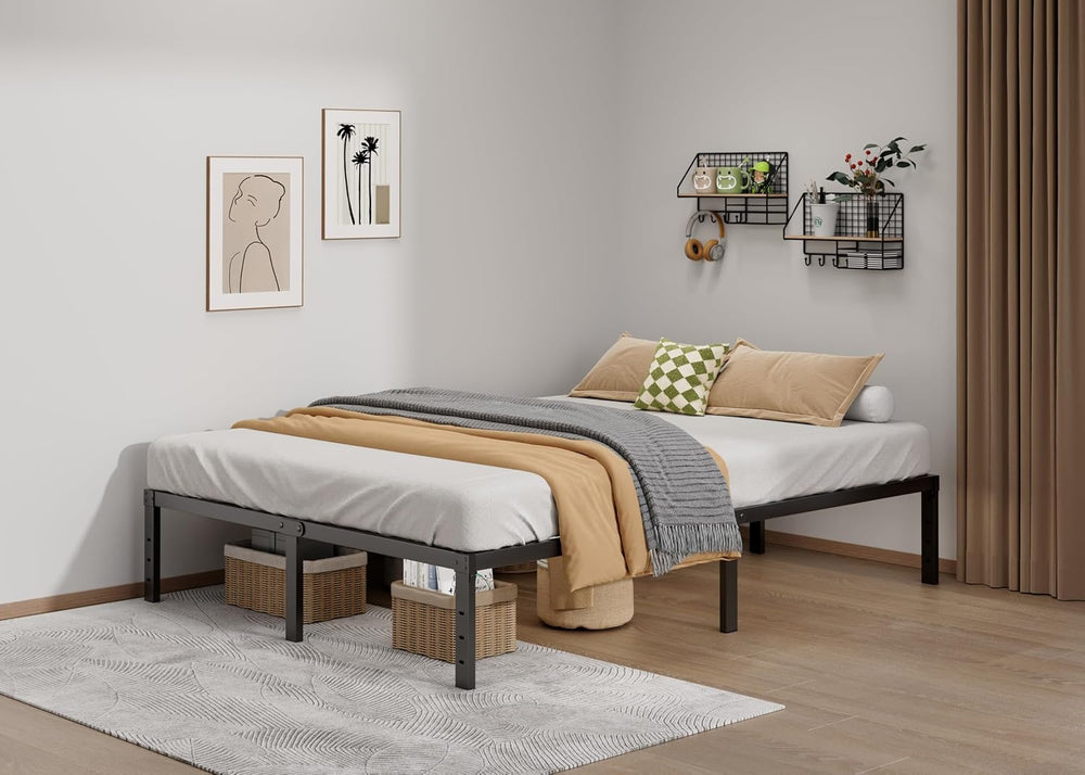 Full Size Bed Frame 14 Inch Metal Platform Bed Frames with Underbed Storage