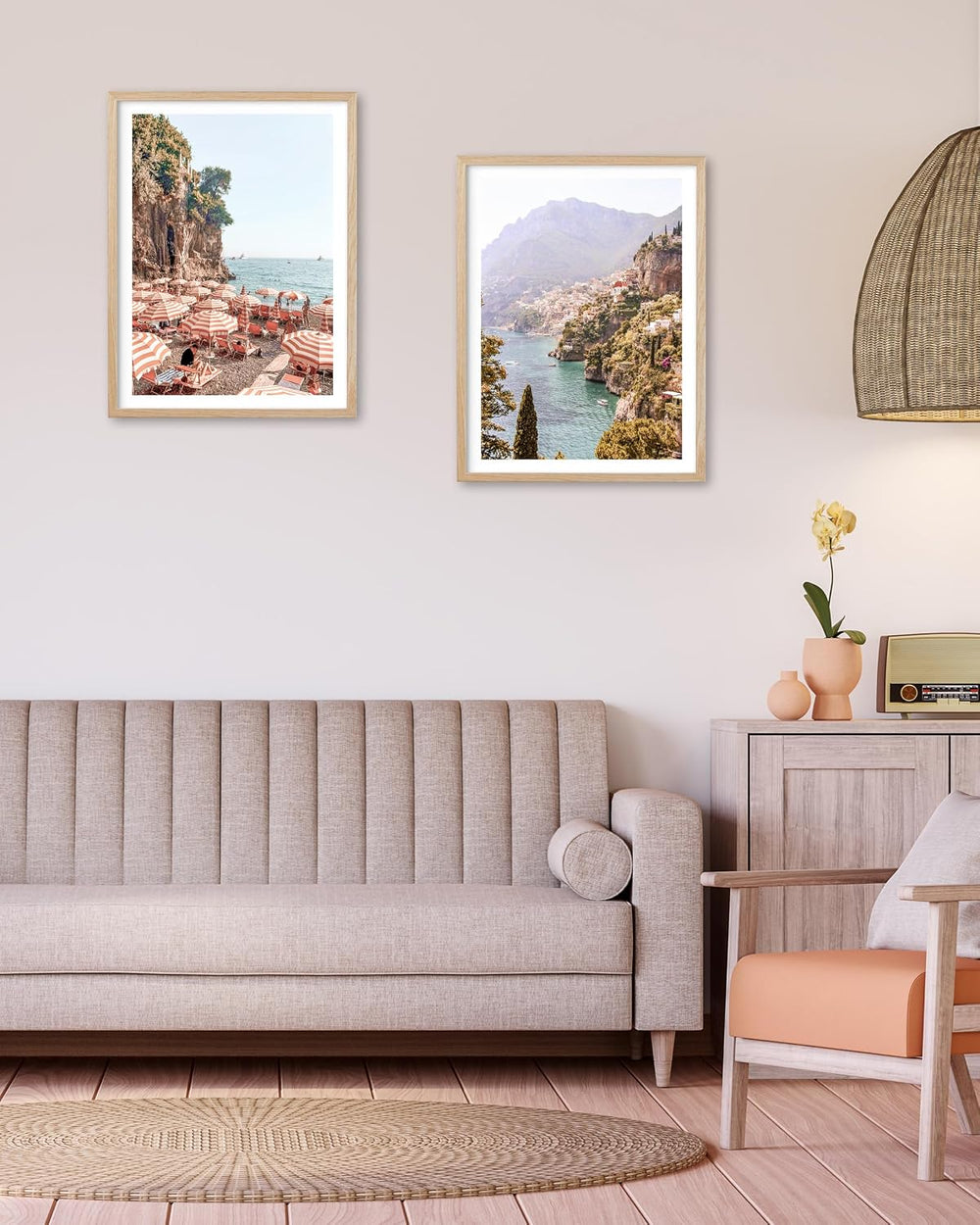 HesenDot 12x16IN Amalfi Coast Framed Wall Art Positano Canvas, 1Pack