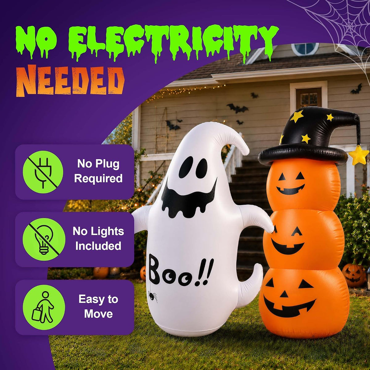 2PCS Inflatable Halloween Decorations Outdoor, 4FT Cute Blow Up Yard Decor