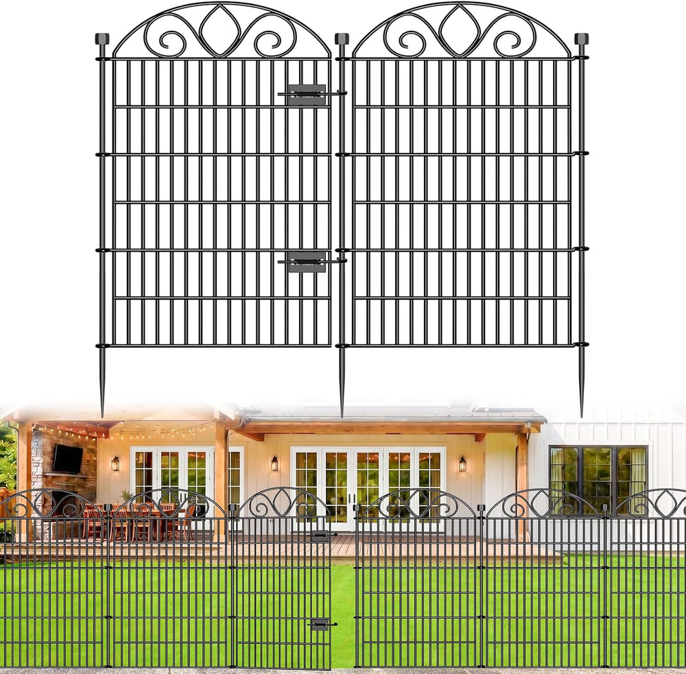 No Dig Garden Fence with Gate, Outdoor Dog Fence for Yard, 44in, 10Panels