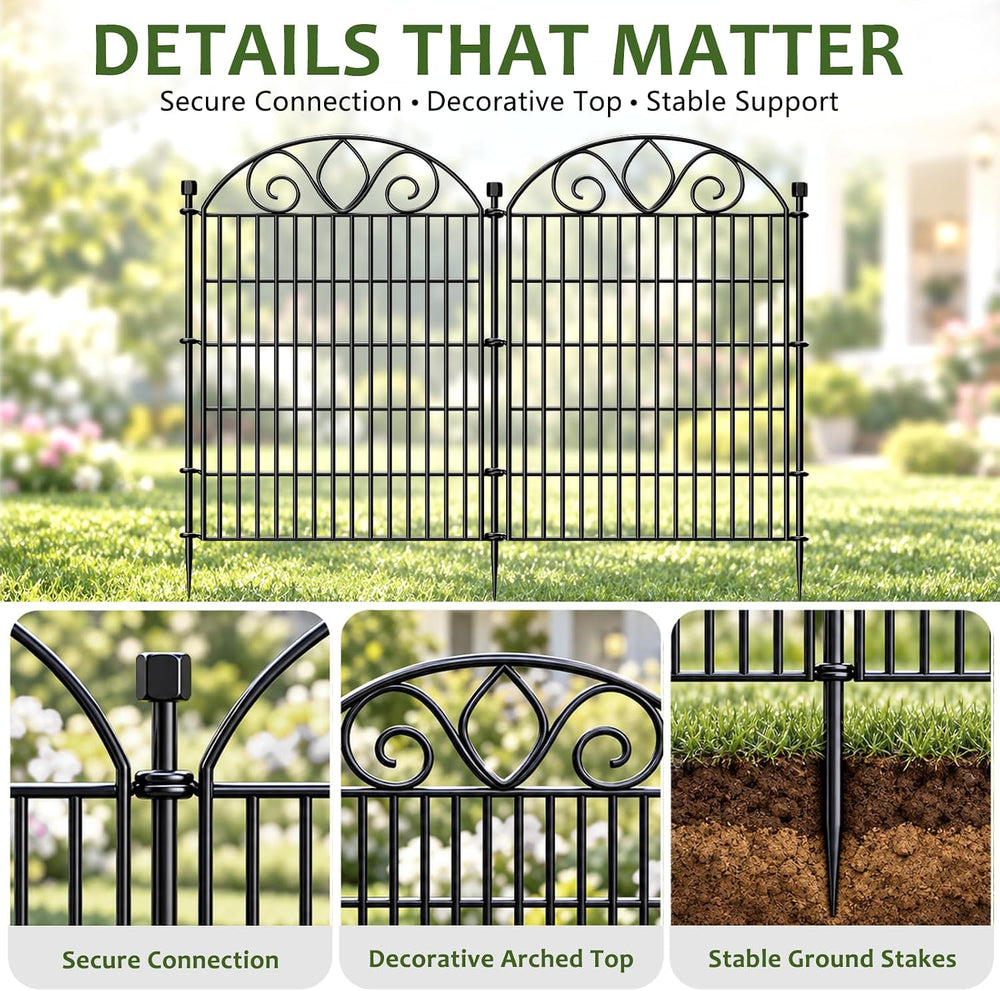 No Dig Garden Fence, Outdoor Dog Fence for Yard, 48 in, 5 Panels