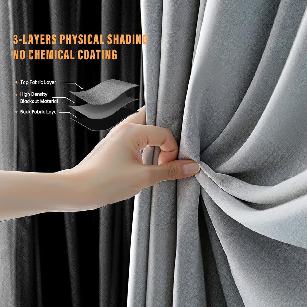 MaKefeile Room Divider Curtains with Flexible Ceiling Curtain Tracks Set,100%...
