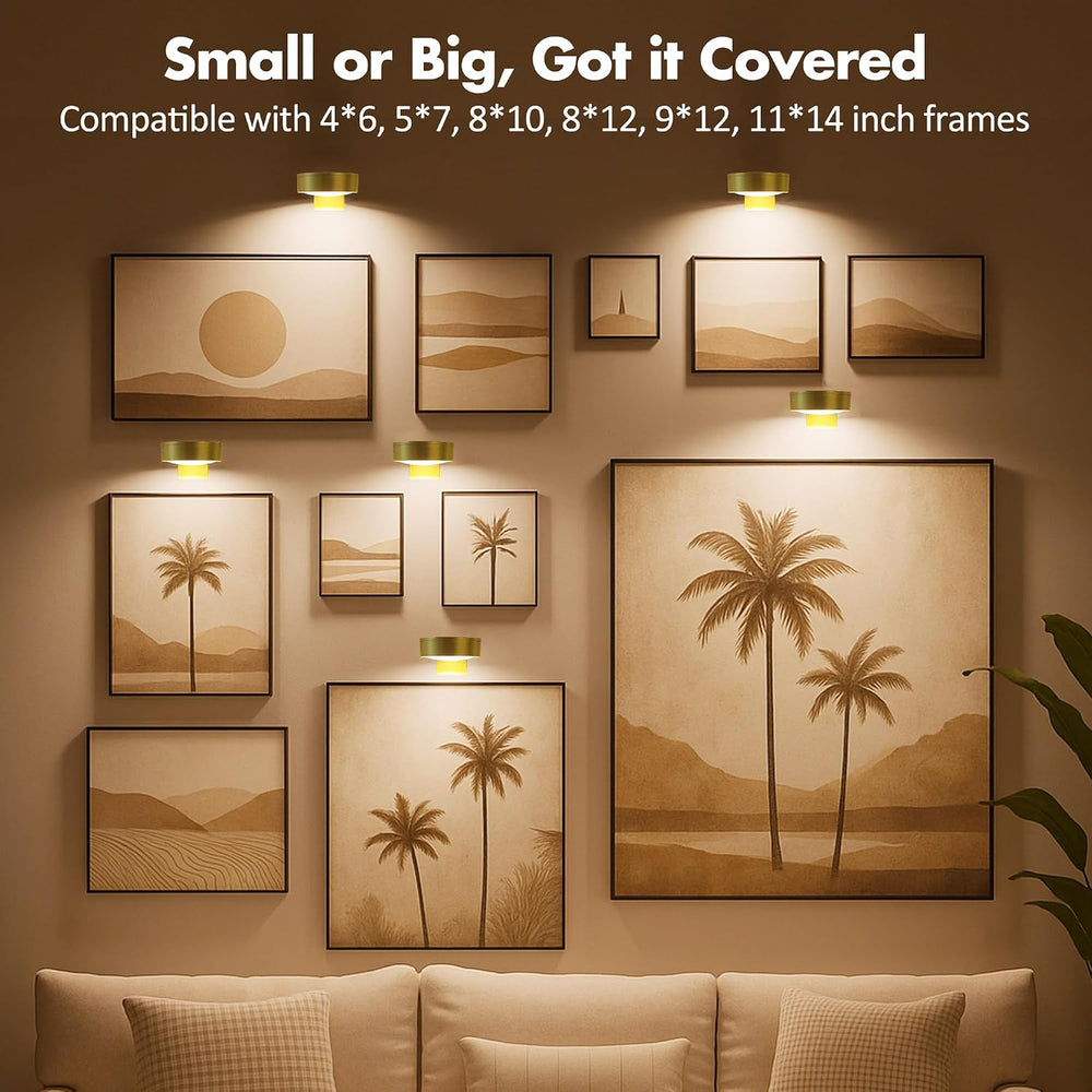 Picture Lights for Wall, Wireless Poster Lights Battery Operated, Gold
