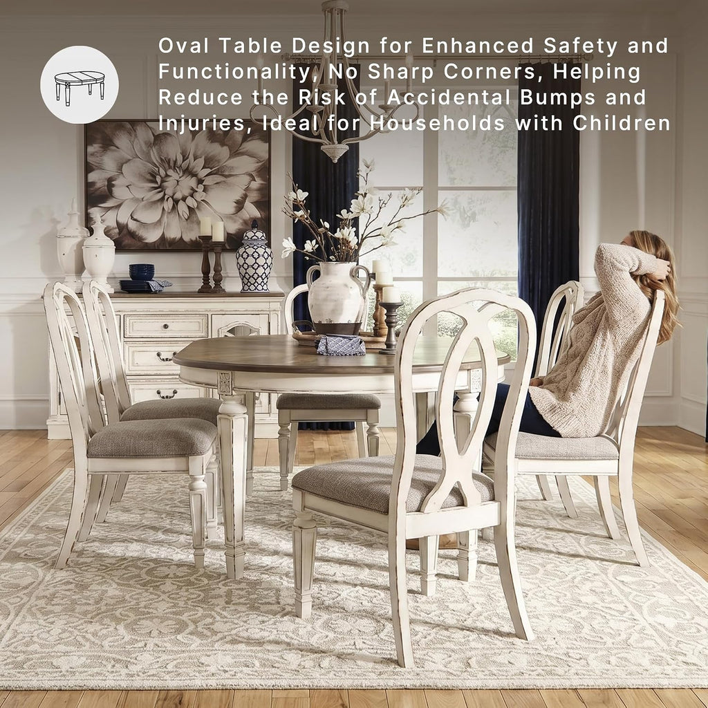 Signature Design by Ashley Extendable Round to Oval Dining Table, White