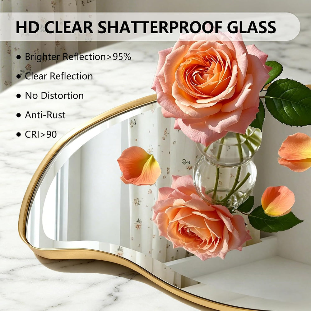 POZINO 63"x28" Large Irregular Beveled Mirror, Abstract Decorative ...