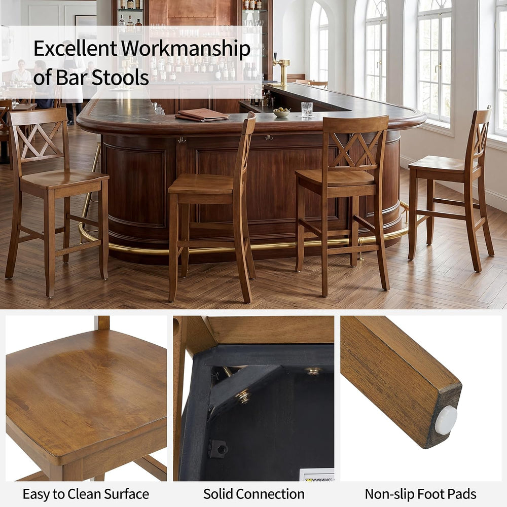 DUHOME 24" Wooden Counter Height Bar Stools Set of 6