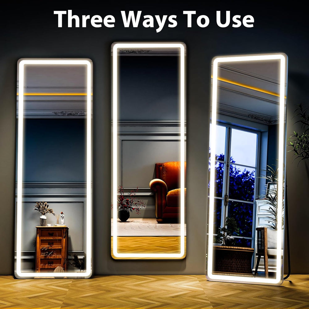 60" x 16" Rectangle Full Length Mirror with Lights for Bedroom