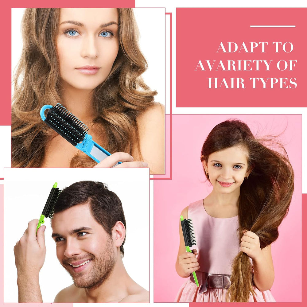 Nuogo 50 Pcs Travel Hair Brushes with Mirror, Foldable Portable Travel