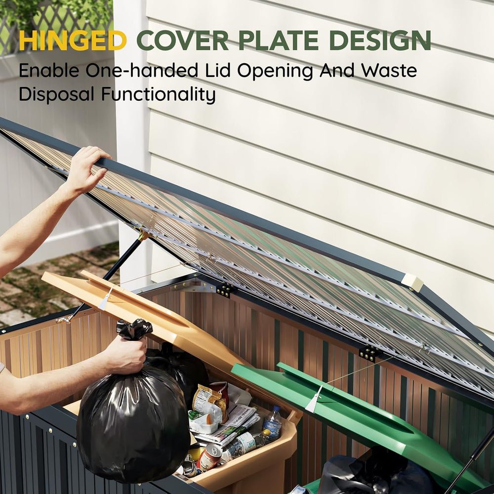 6 x 3 FT Trash Can Storage Shed with Lift-Up Lid for Backyard