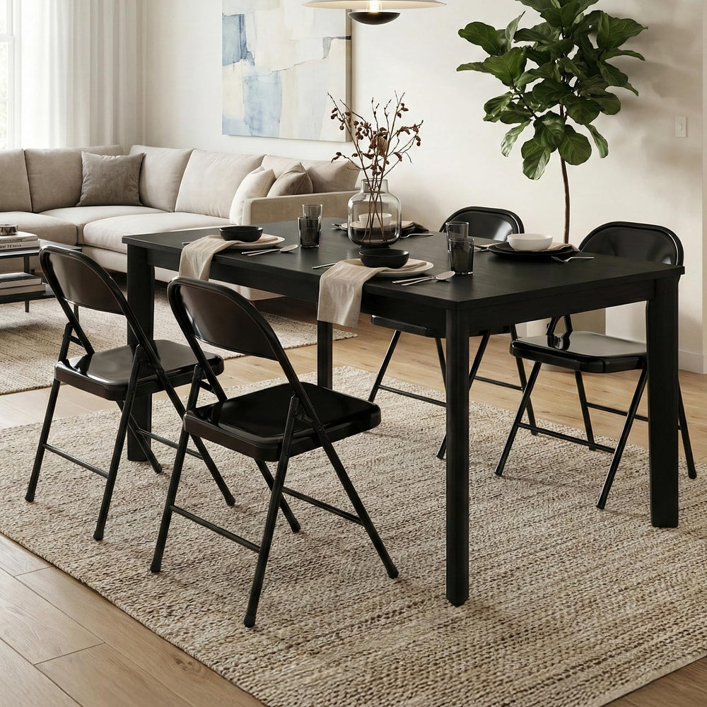 30 Pack Black Metal Folding Chairs, All-Steel Foldable Chairs