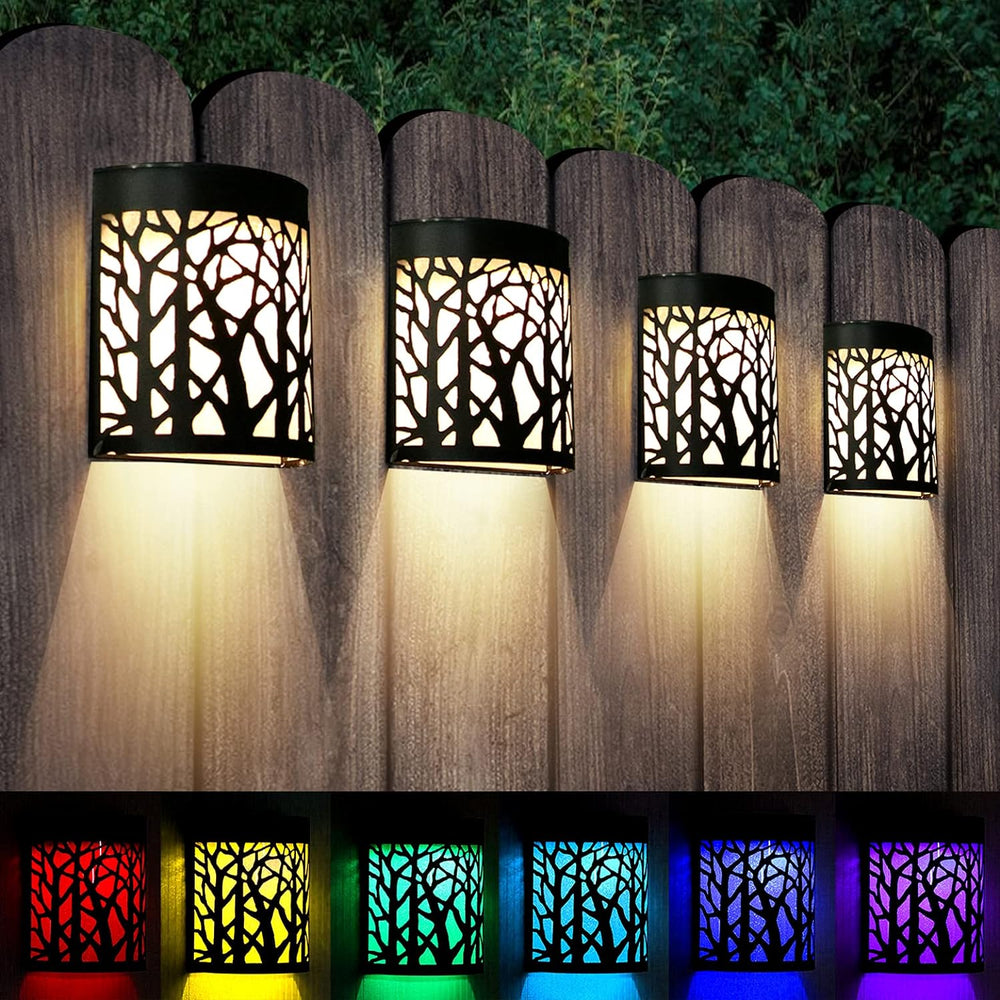 DenicMic Solar Wall Lights Outdoor Wall Sconce Fence Lights Solar Powered