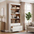 LITTLE TREE 72.8-Inch Tall 4-Shelf Bookcase with 2 Drawers