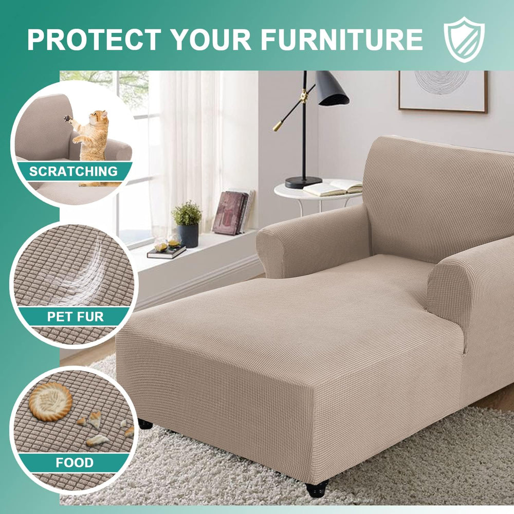 Chaise Lounge Cover Stretch Sofa Chaise Chair Cover with Armrests