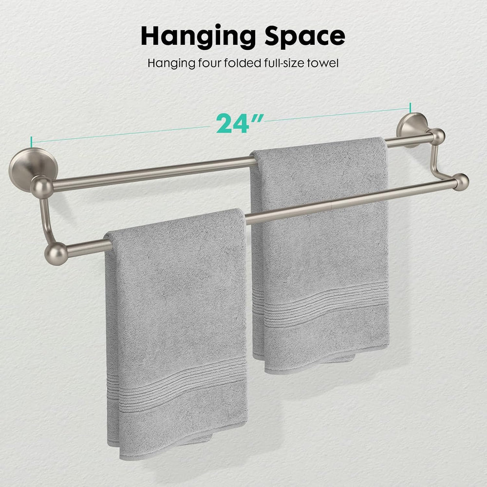24 inch Double Towel Bar Towel Racks for Bathroom Brushed Nickel