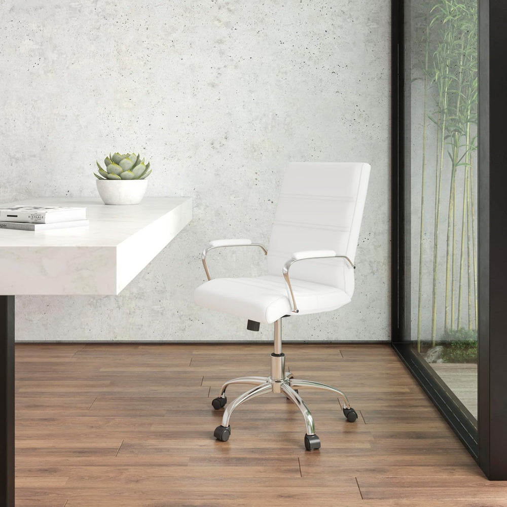 Flash Furniture Mid-Back White LeatherSoft Executive Swivel Office Chair with...