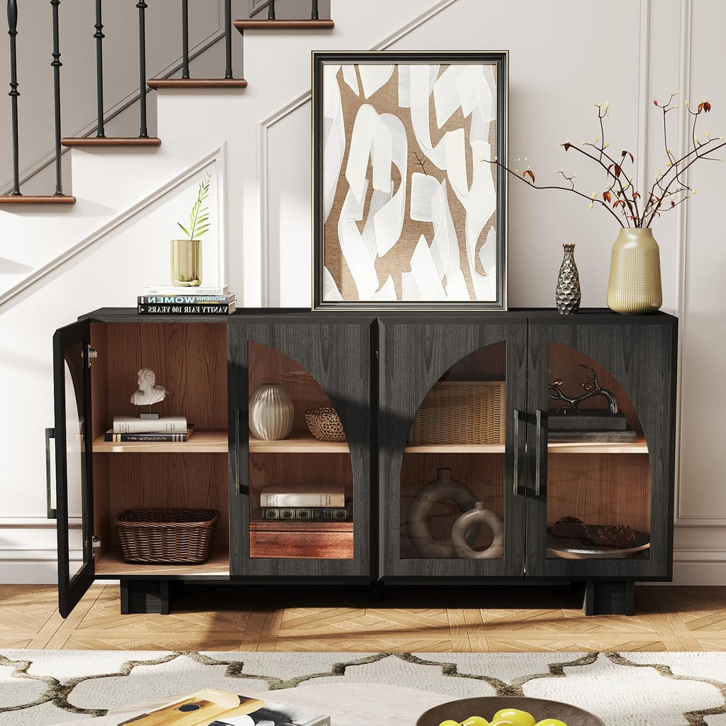 JOINICE 63” Sideboard Buffet Cabinet with Storage for Dining Room,Black