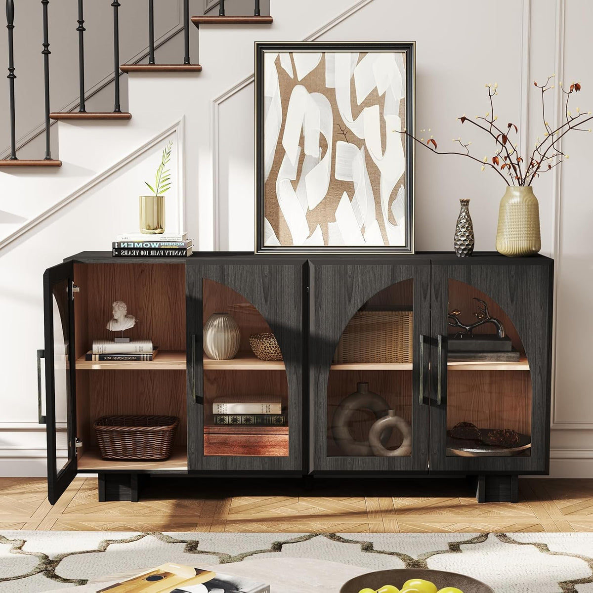 JOINICE 63” Sideboard Buffet Cabinet with Storage for Dining Room,Black