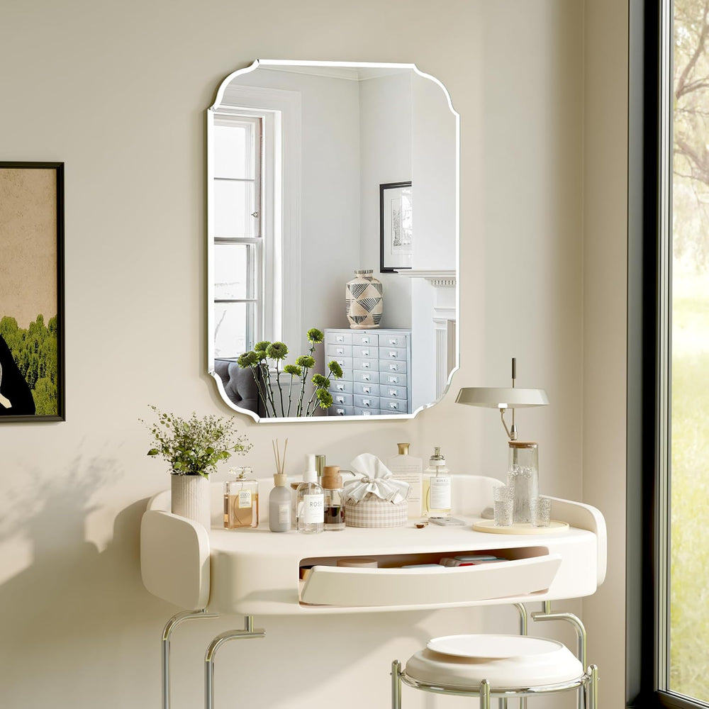 Silver Wall Mirror-Beveled Edge Frameless Mirror for Bathroom, Vanity, Bedroo...