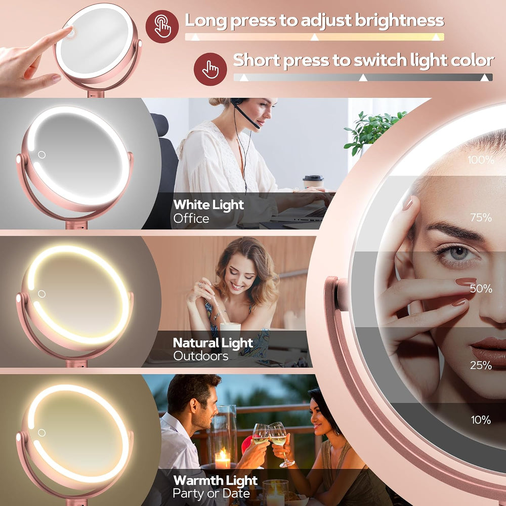 B Beauty Planet Makeup Mirror, Double-Sided Lighted Magnifying Mirror 30X