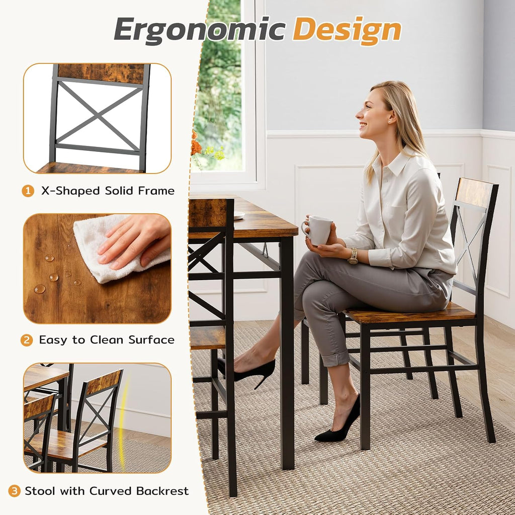 zevemomo 7-piece dining table set, kitchen table chairs showing dimensions