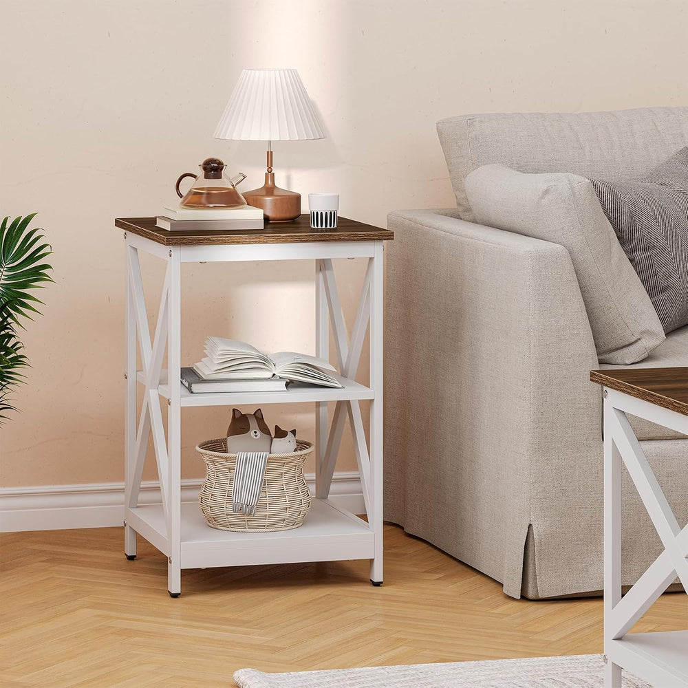 Bigbiglife Living Room Coffee Table Set of 3, Industrial X-Design Coffee Tabl...
