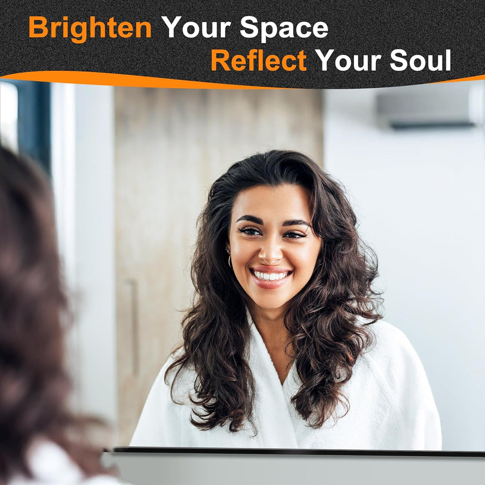 Delma 36"x30" Black Metal Framed Bathroom Mirror for Over Sink