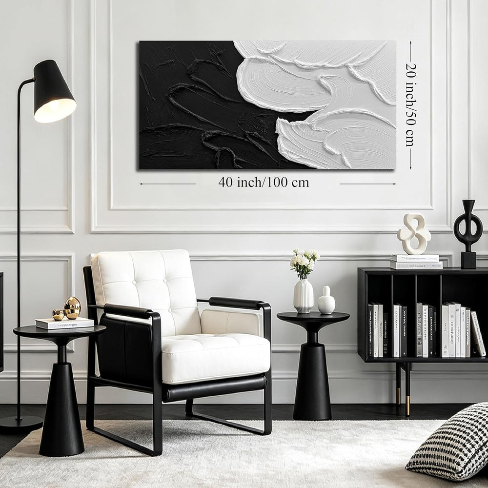 MXUNYZ Black and White Abstract Canvas Wall Art for Bedroom 40x20 Inch