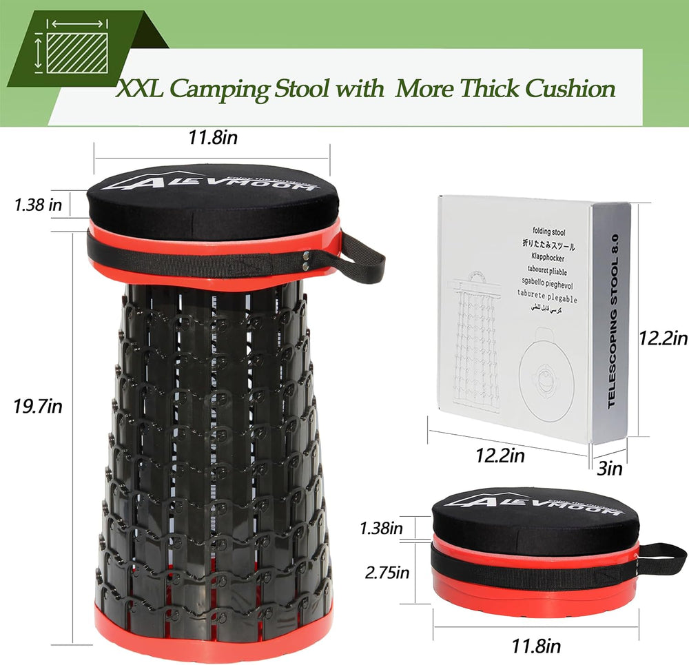 ALEVMOOM Upgraded XXL Collapsible Stool with Cushion 19.7",1000lbs Max W...