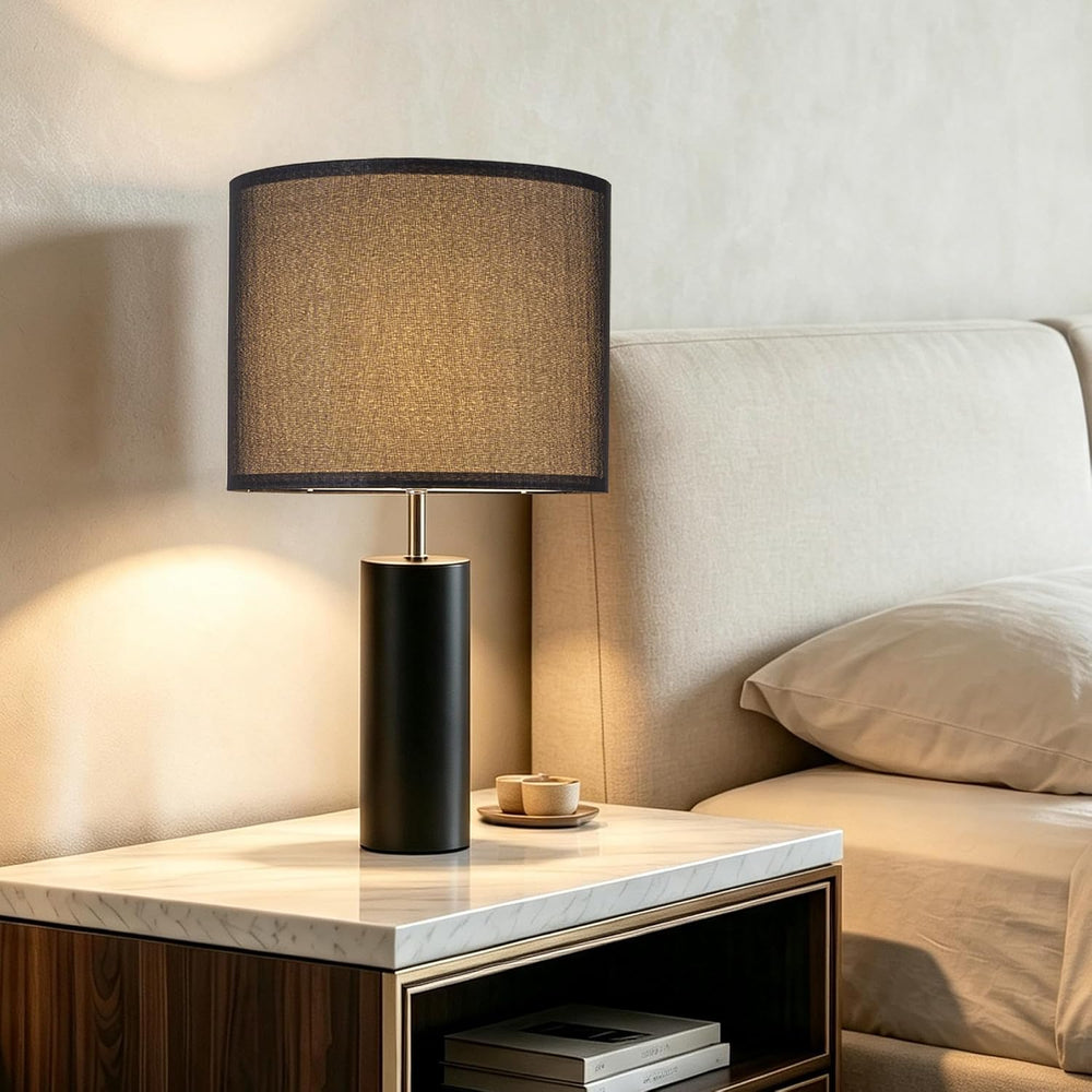 23.5" Modern Wood Table Lamps for Bedroom Living Room, Set of 2, Black